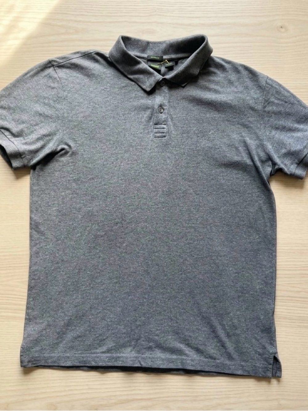Boss Men's Gray Polo Shirt - Heathered Short Sleeve